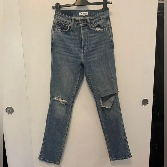 Re/Done Blue Distressed Women's Jeans - Picture 6 of 16
